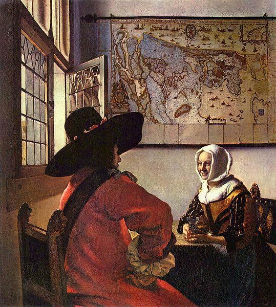 Johannes Vermeer Officer and a Laughing Girl, France oil painting art